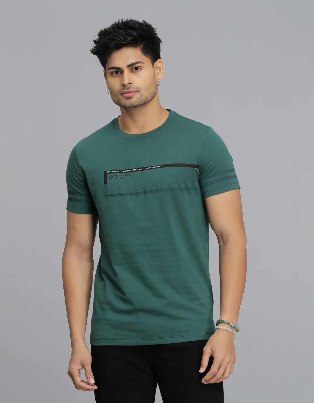 Dk Green Half Sleeves Round Neck Tee