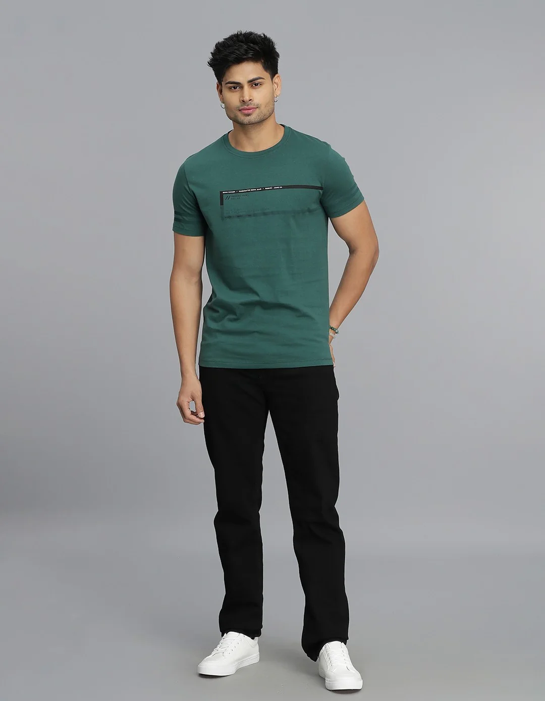 Dk Green Half Sleeves Round Neck Tee - Image 2