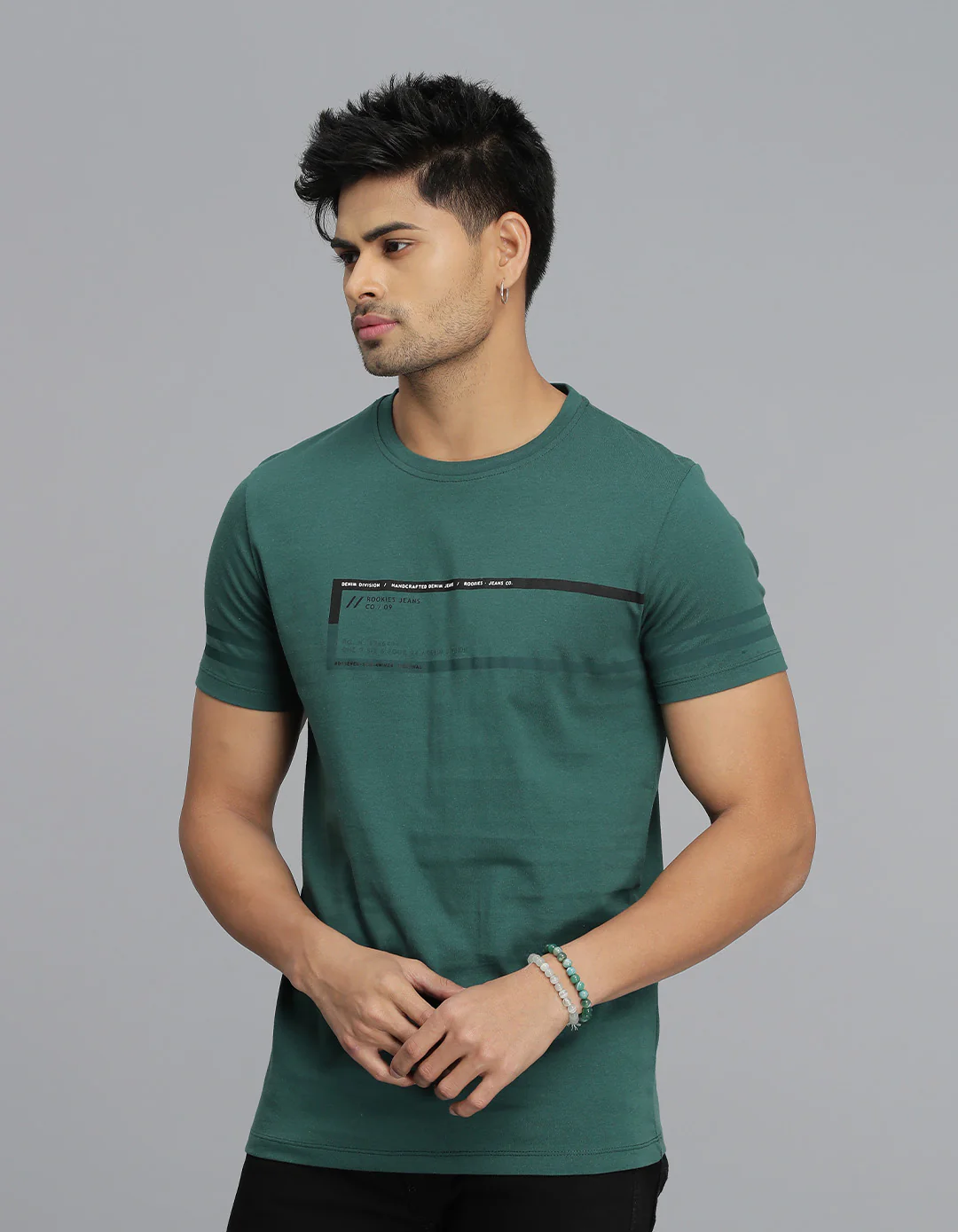 Dk Green Half Sleeves Round Neck Tee - Image 3