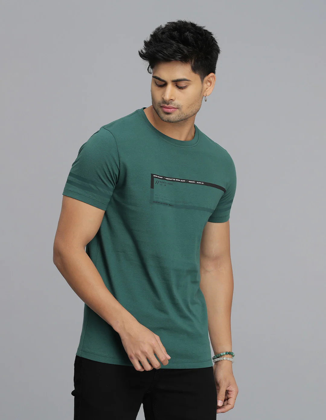 Dk Green Half Sleeves Round Neck Tee - Image 4