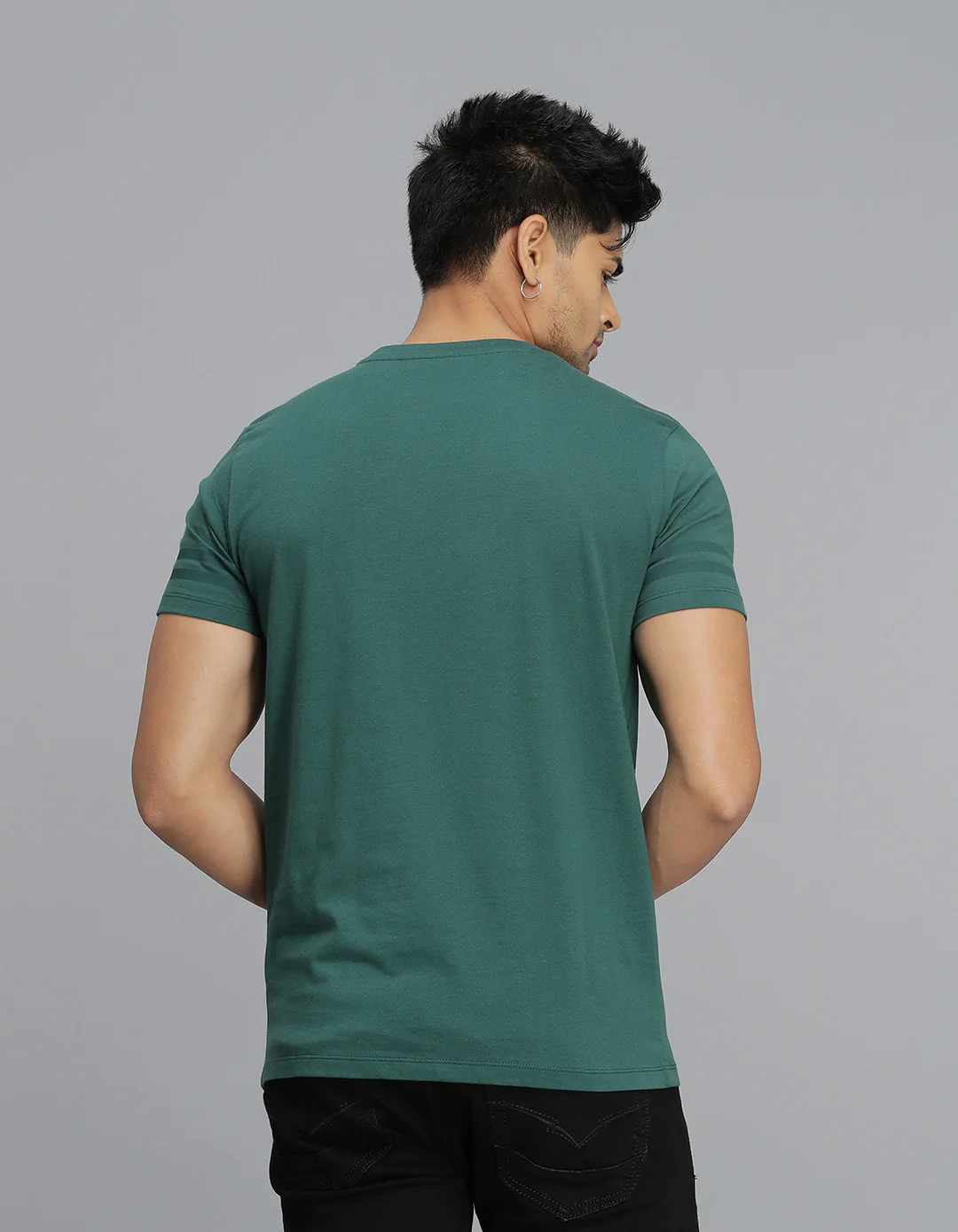 Dk Green Half Sleeves Round Neck Tee - Image 5
