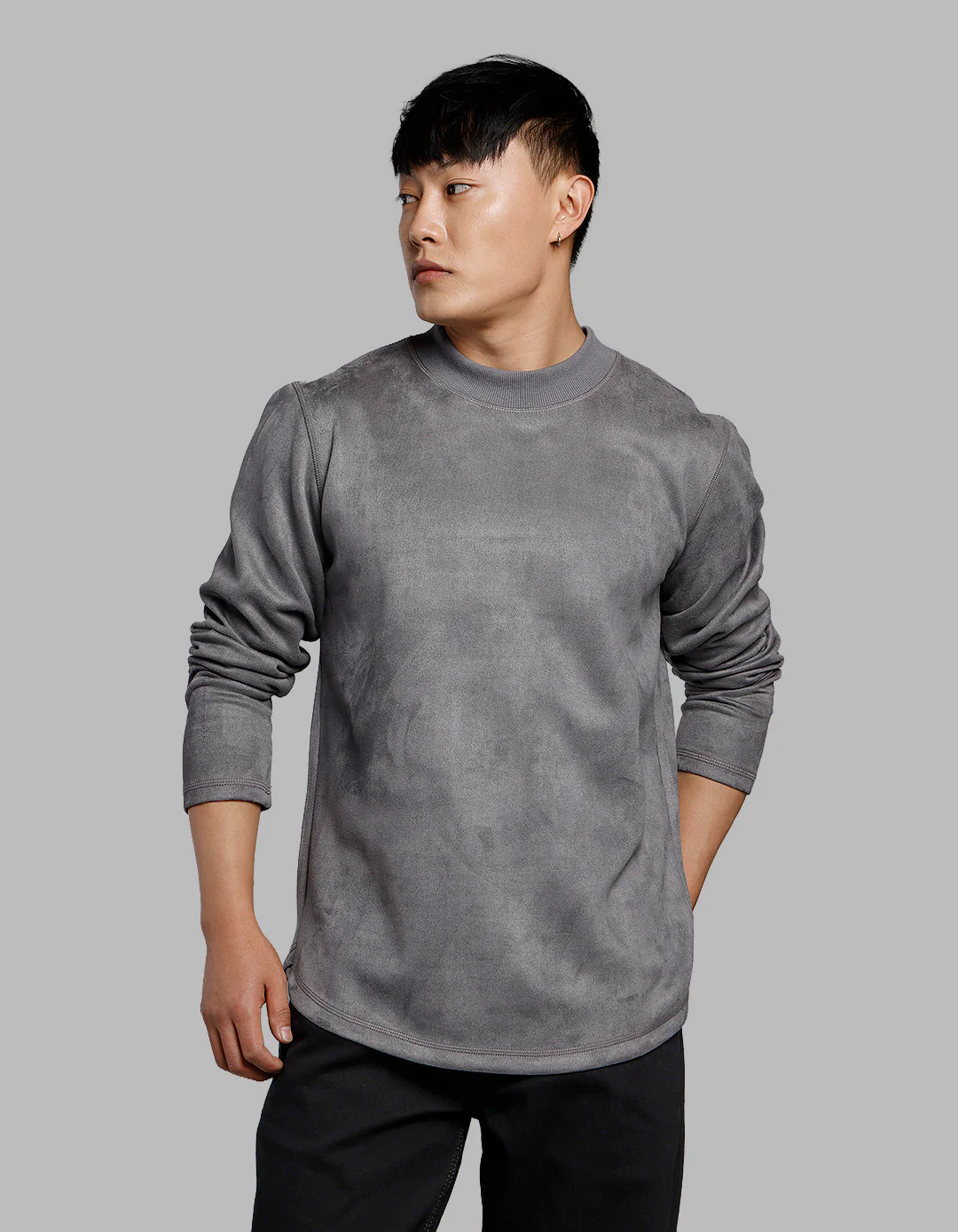 Dk Grey Full Sleeves Round Neck Tee