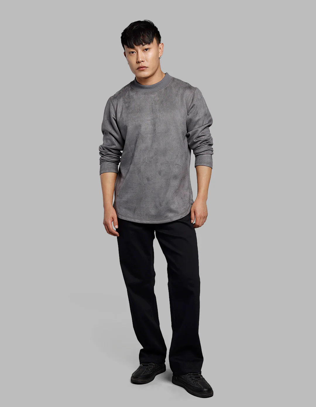 Dk Grey Full Sleeves Round Neck Tee - Image 2