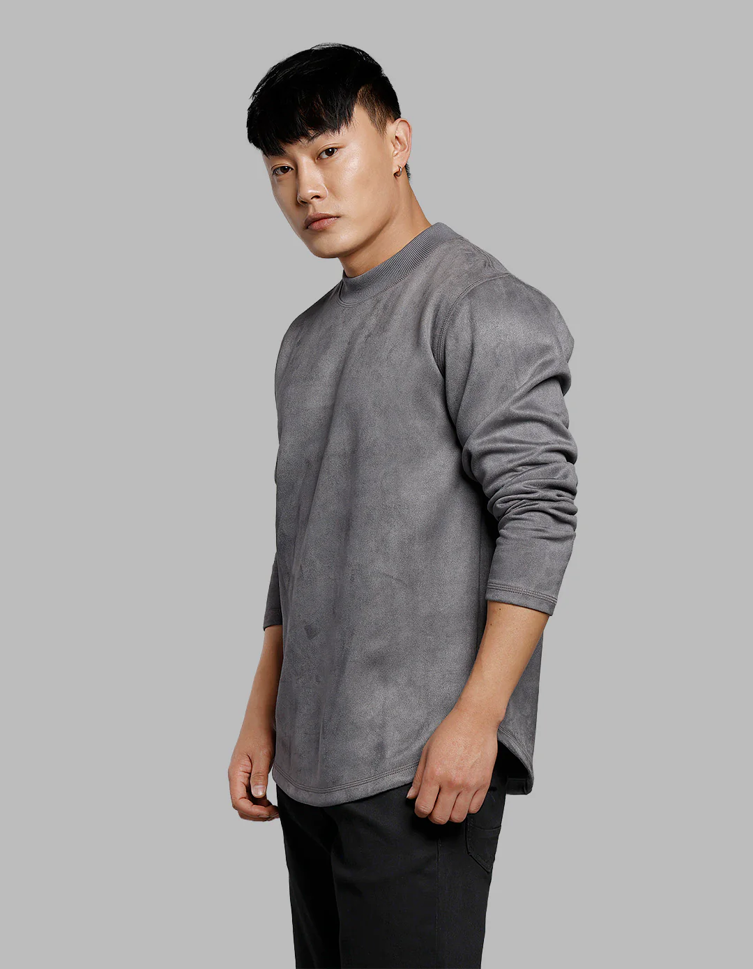 Dk Grey Full Sleeves Round Neck Tee - Image 3