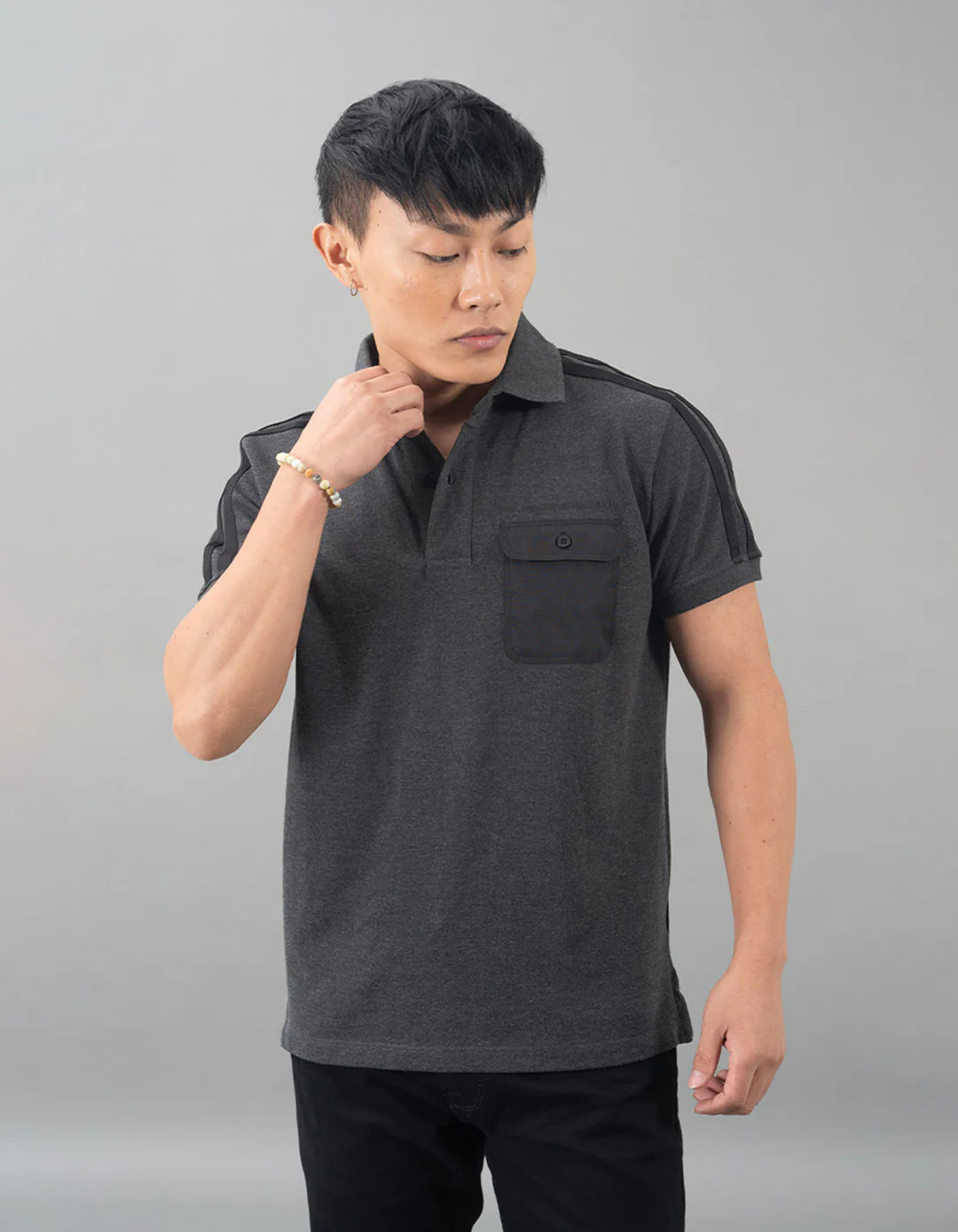 Dk Grey Half Sleeves Pique Polo Tee