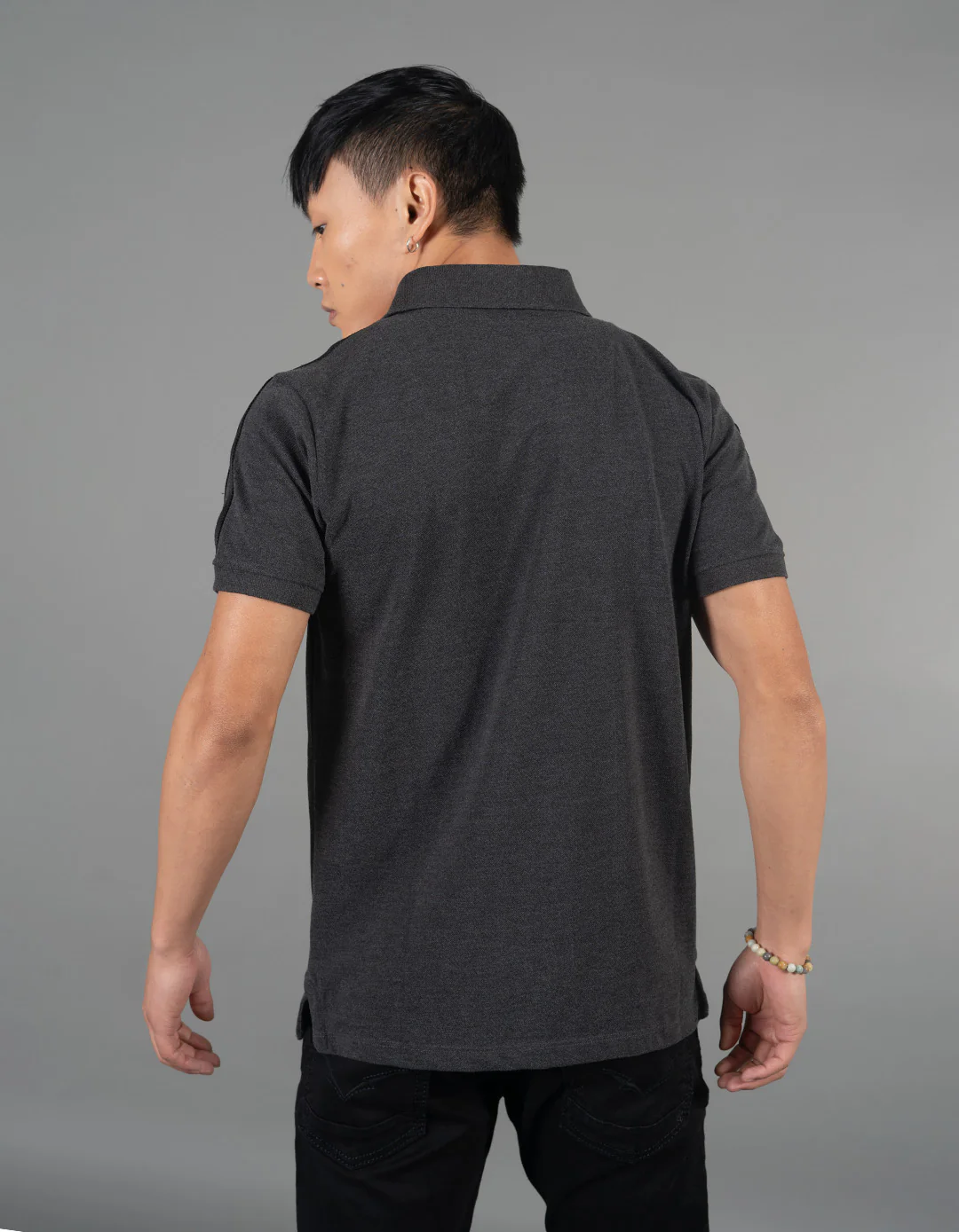 Dk Grey Half Sleeves Pique Polo Tee - Image 5