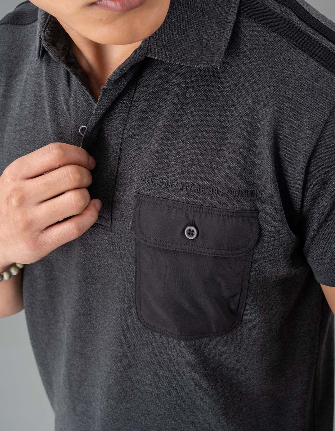 Dk Grey Half Sleeves Pique Polo Tee - Image 6