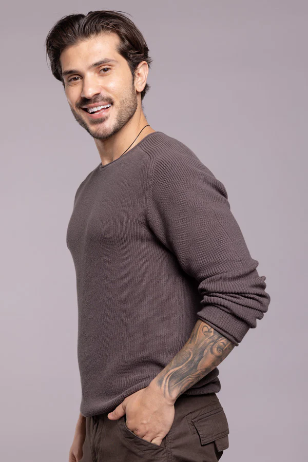Dk Grey Round Neck Pullover Sweater - Image 3