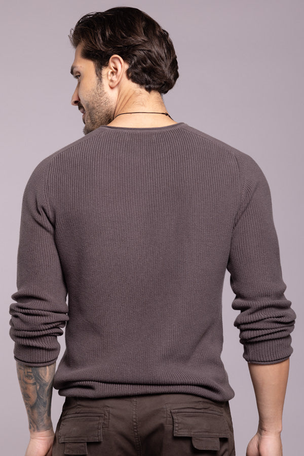 Dk Grey Round Neck Pullover Sweater - Image 5