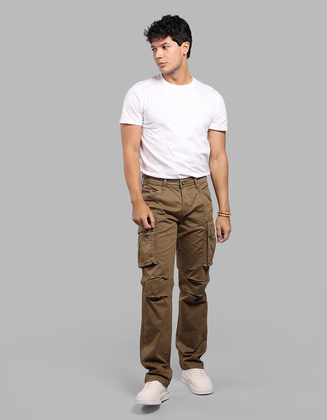Dk Khaki Comfort Straight Fit Stretch Cargo Pants - Image 3
