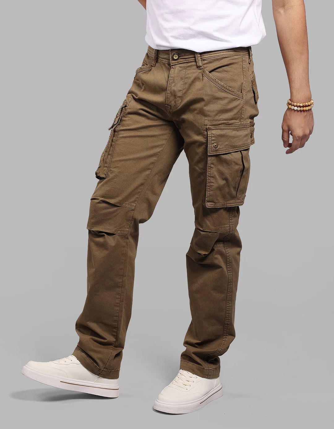 Dk Khaki Comfort Straight Fit Stretch Cargo Pants - Image 4