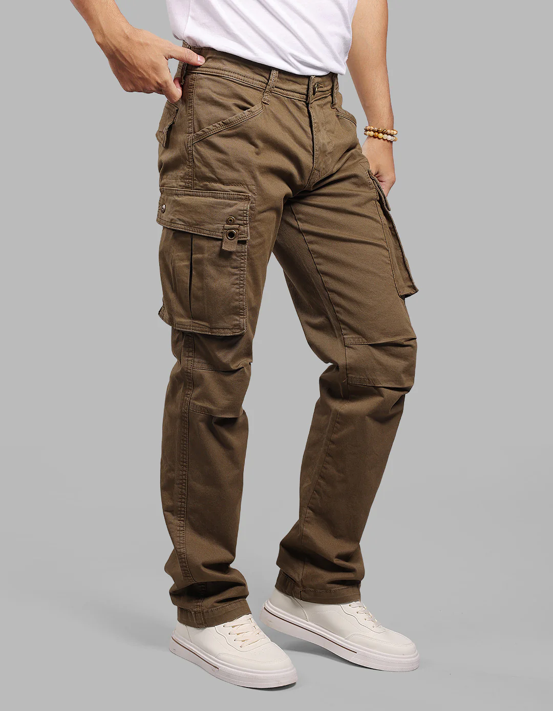 Dk Khaki Comfort Straight Fit Stretch Cargo Pants - Image 5