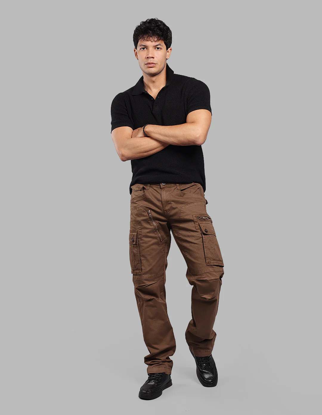 Dk Khaki Comfort Straight Fit Stretch Cargo Pants - Image 2
