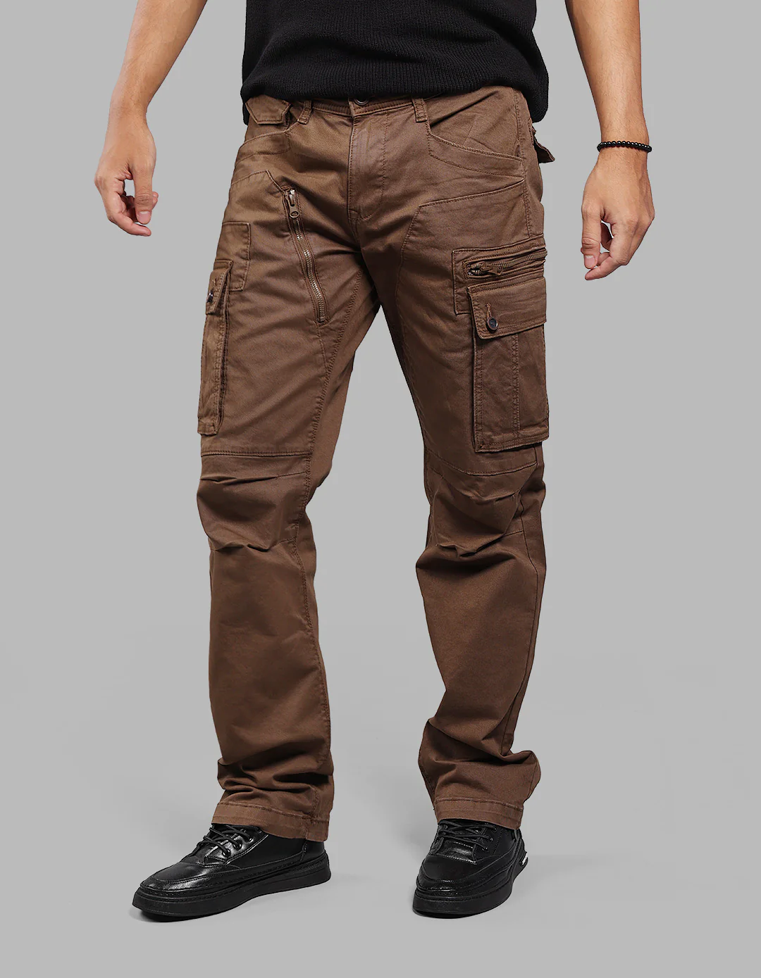 Dk Khaki Comfort Straight Fit Stretch Cargo Pants - Image 3
