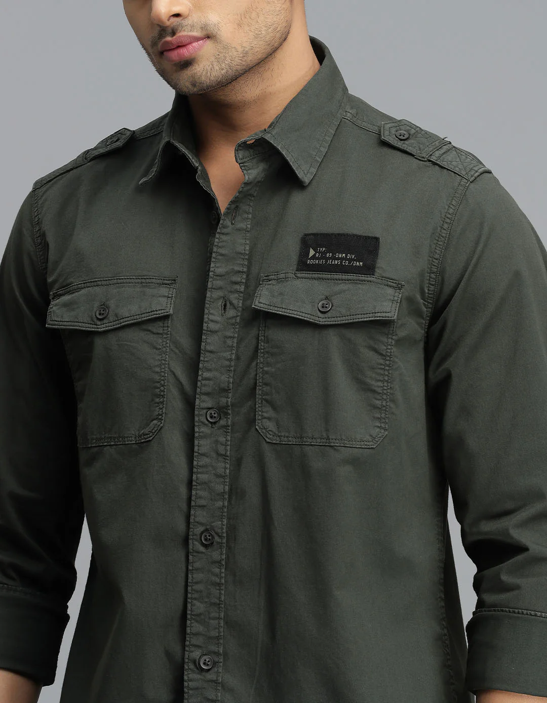 Dk M Green Full Sleeves Cargo Shirt - Image 6