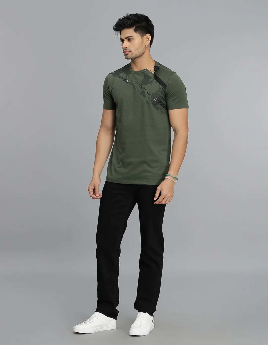 Dk M Green Half Sleeves Round Neck Tee - Image 2