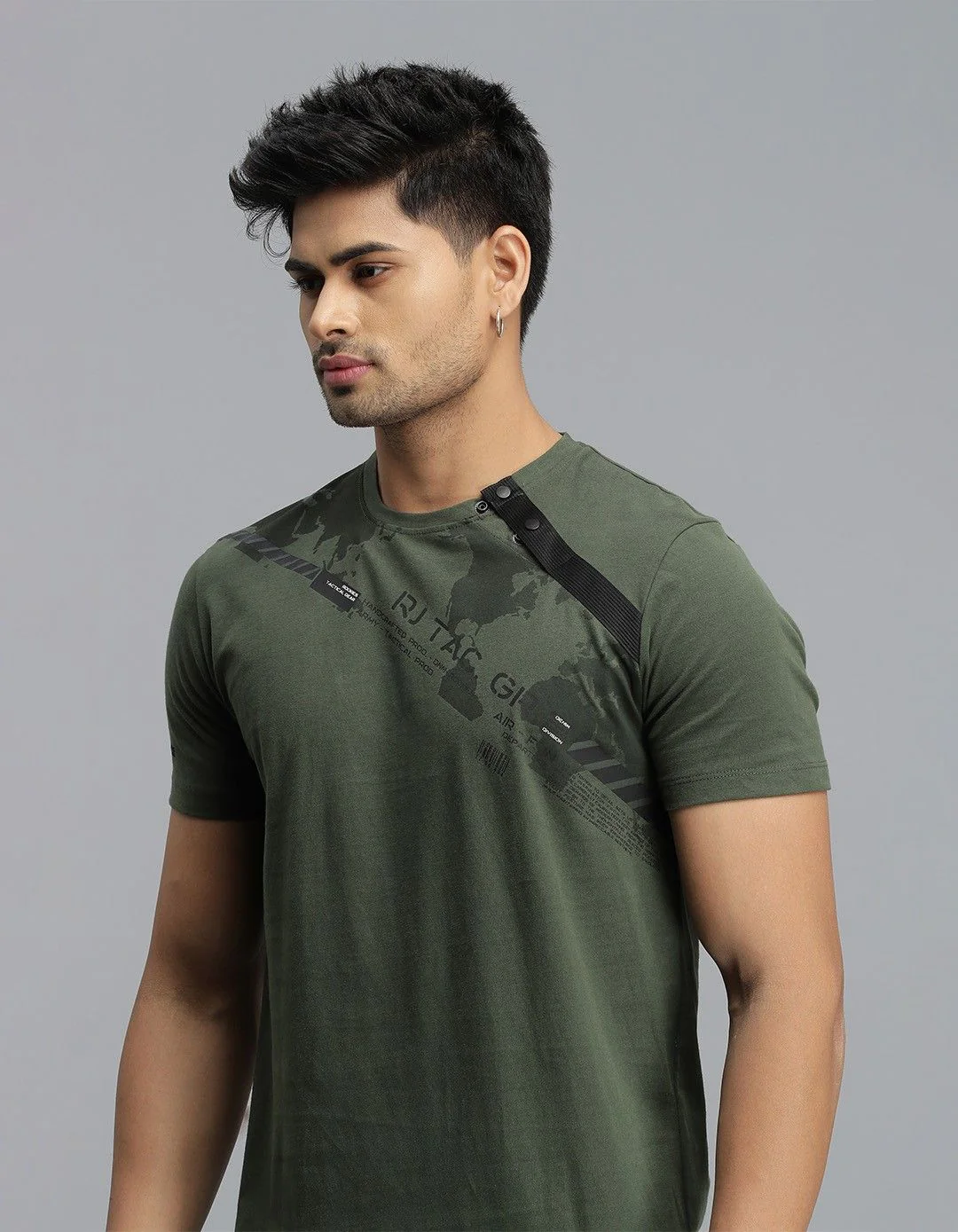 Dk M Green Half Sleeves Round Neck Tee - Image 4