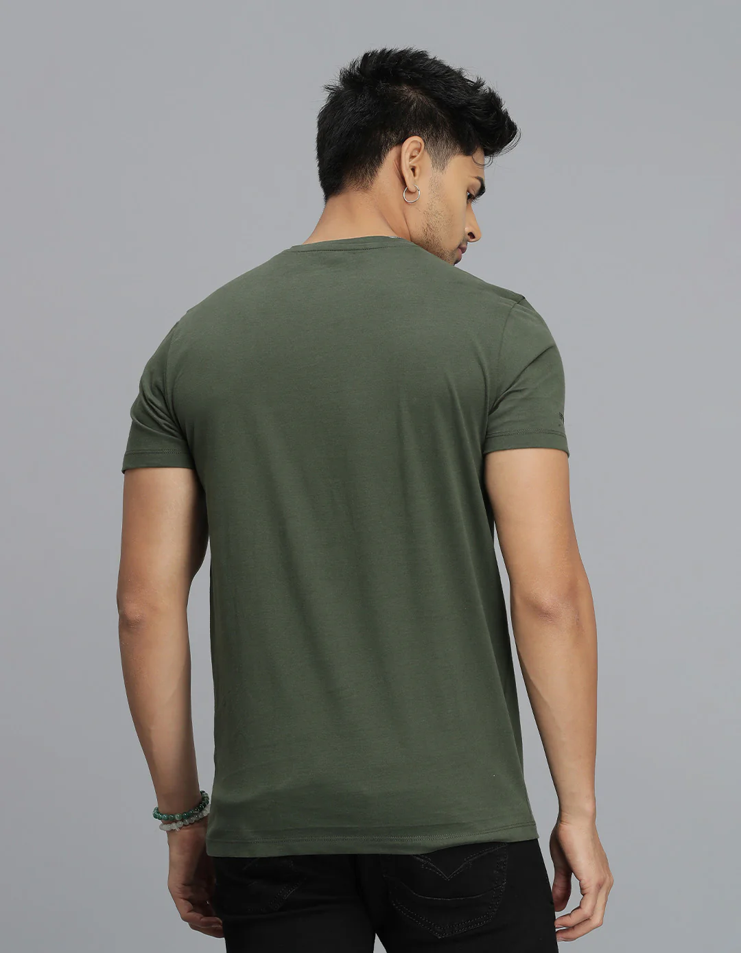 Dk M Green Half Sleeves Round Neck Tee - Image 5