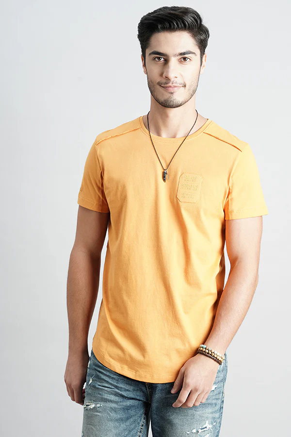 Dk Mustard Half Sleeve Round Neck Tee