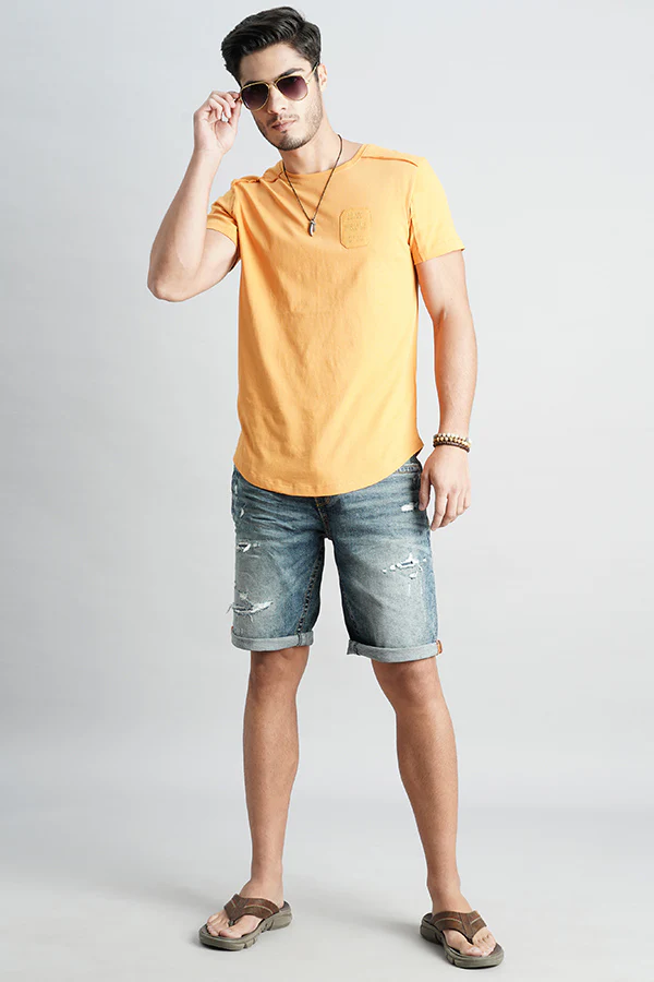 Dk Mustard Half Sleeve Round Neck Tee - Image 2