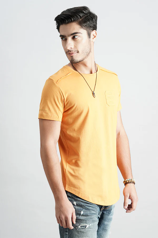Dk Mustard Half Sleeve Round Neck Tee - Image 3
