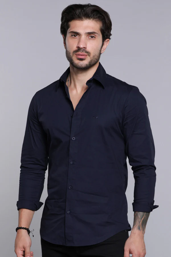 Dk Navy Full Sleeves Solid Shirt