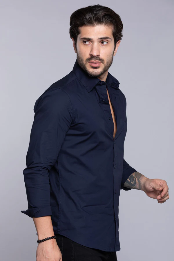 Dk Navy Full Sleeves Solid Shirt - Image 4
