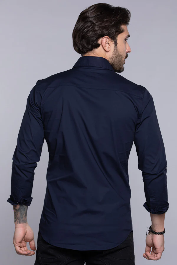Dk Navy Full Sleeves Solid Shirt - Image 5