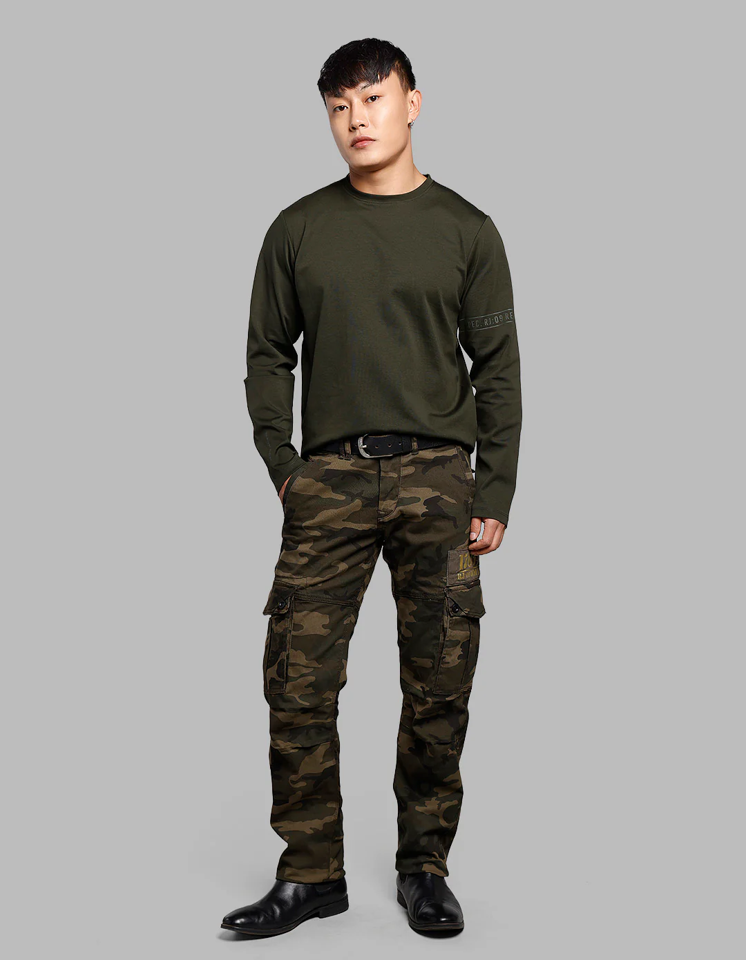 Dk Olive Full Sleeves Round Neck Tee - Image 2