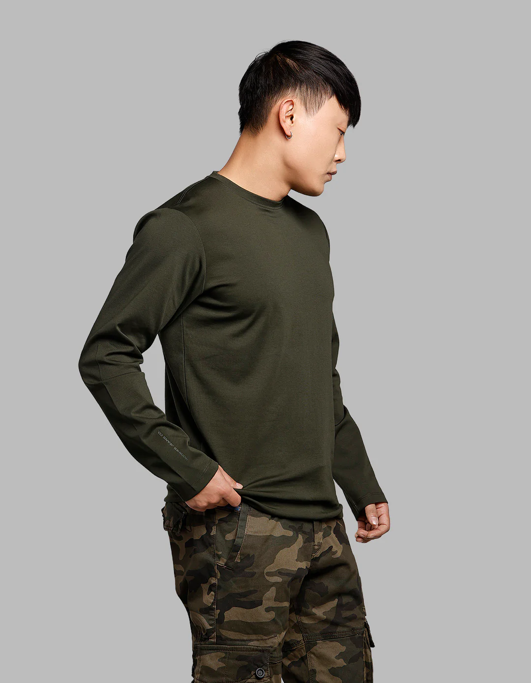 Dk Olive Full Sleeves Round Neck Tee - Image 4