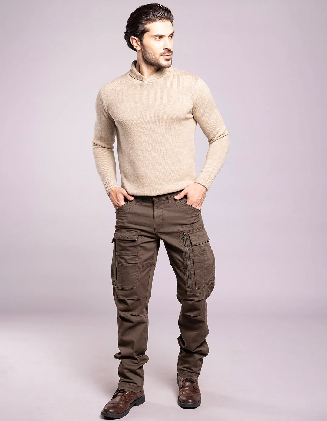 Dk Olive Regular Fit Cargo Pant - Image 2