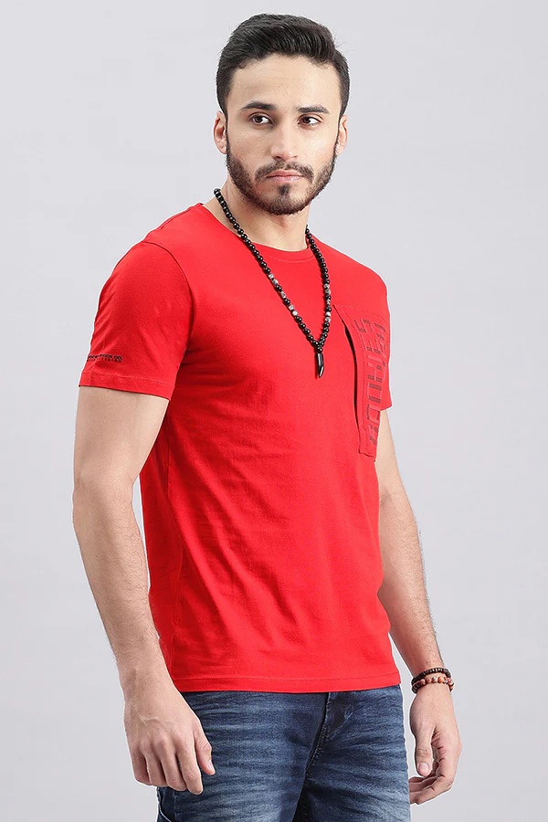 Dk Red Half Sleeve Round Neck Tee - Image 3