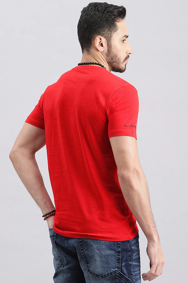 Dk Red Half Sleeve Round Neck Tee - Image 4