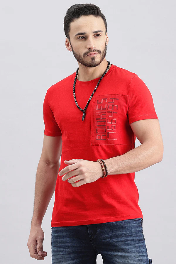 Dk Red Half Sleeve Round Neck Tee - Image 5