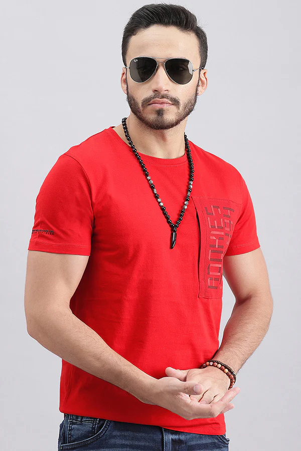 Dk Red Half Sleeve Round Neck Tee - Image 6