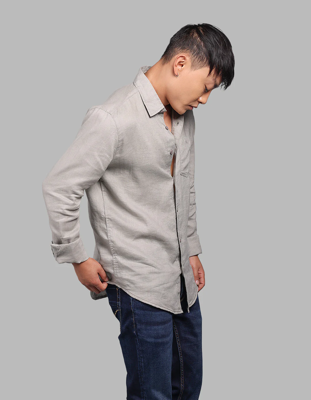 Dk Stone Full Sleeve 100% Linen Shirt - Image 4