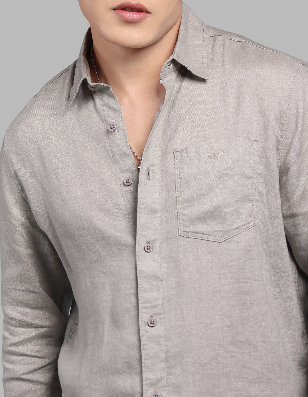 Dk Stone Full Sleeve 100% Linen Shirt - Image 6
