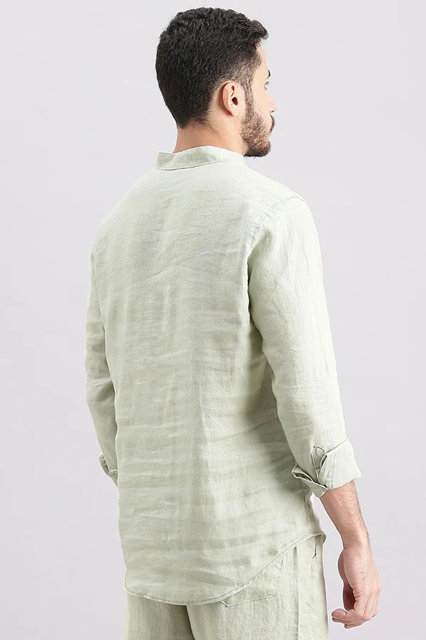 Dk Stone Full Sleeve 100% Linen Shirt - Image 4