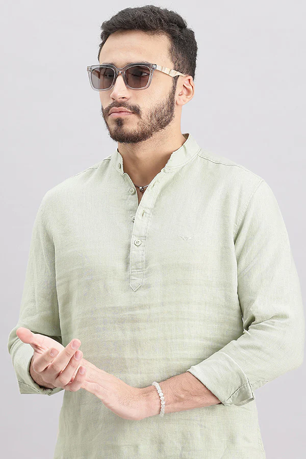 Dk Stone Full Sleeve 100% Linen Shirt - Image 6