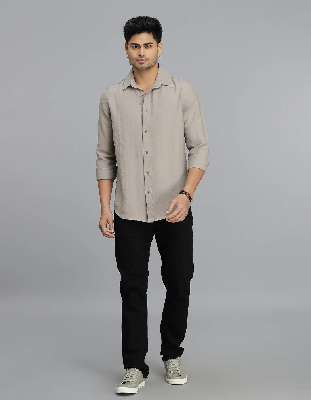 Dk Stone Full Sleeves Linen Blend Solid Shirt - Image 2