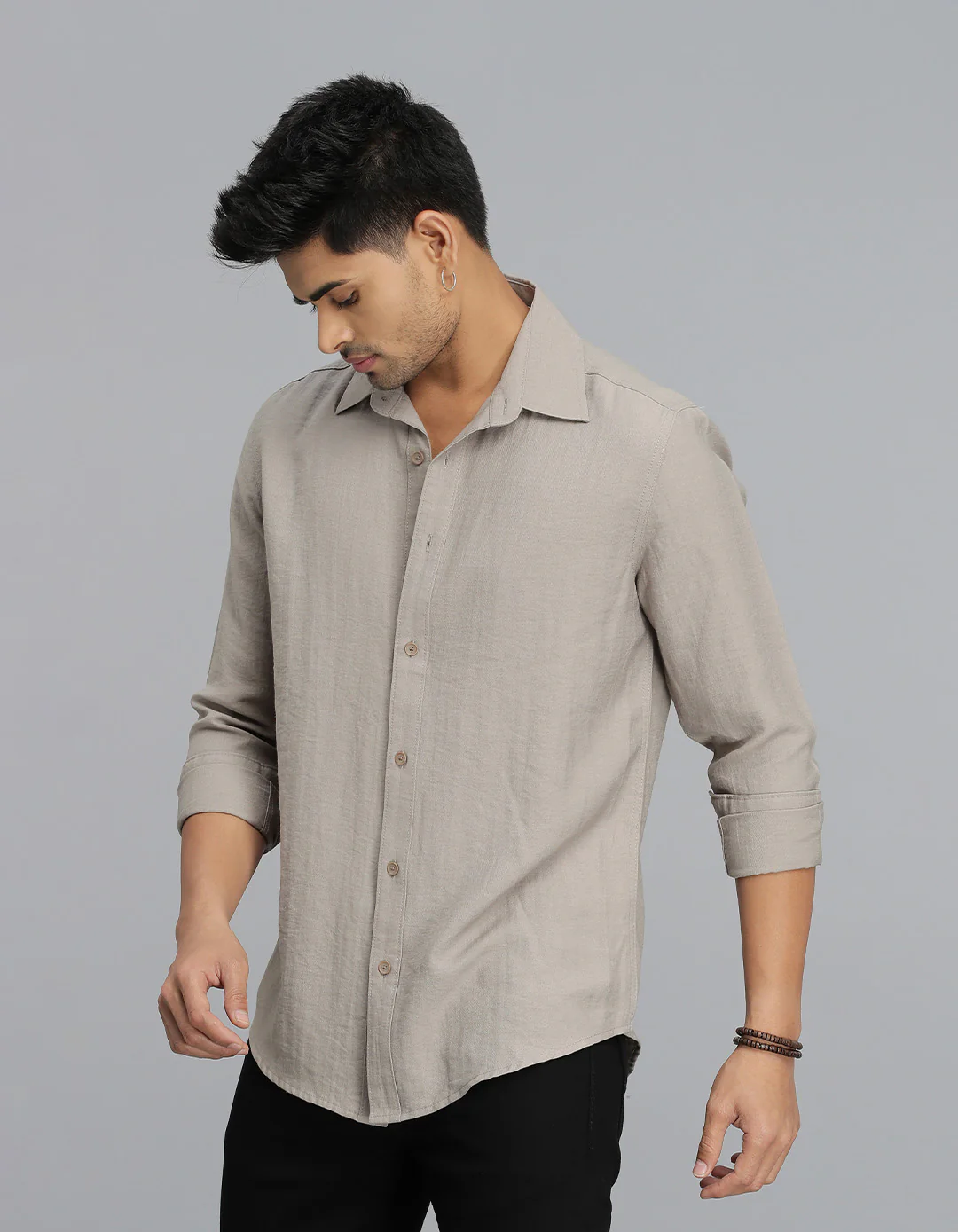 Dk Stone Full Sleeves Linen Blend Solid Shirt - Image 3