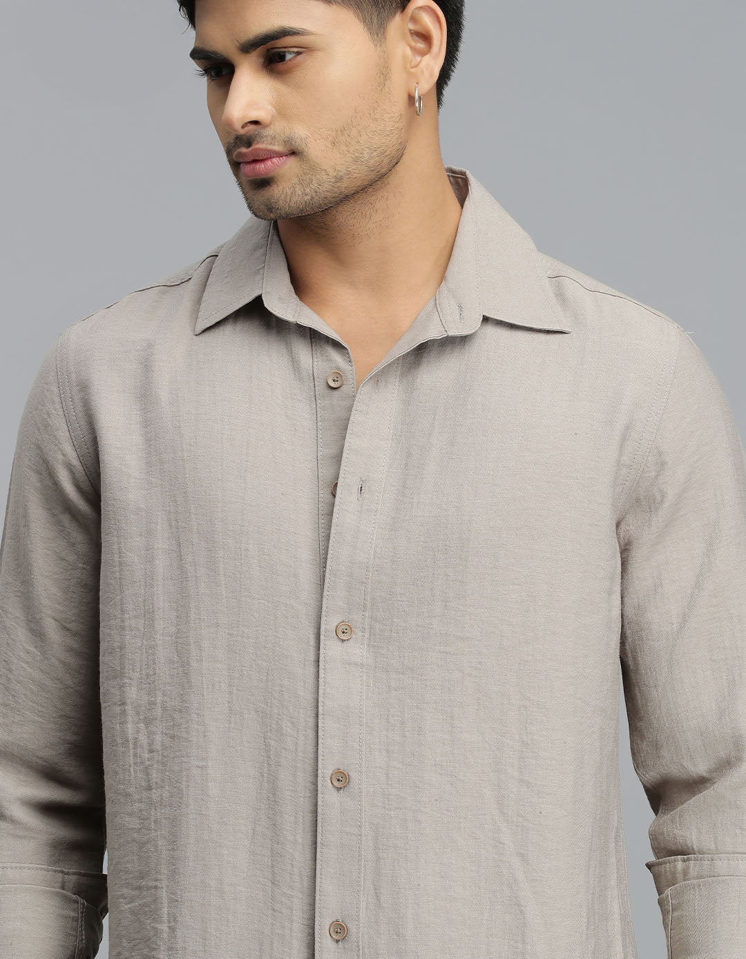 Dk Stone Full Sleeves Linen Blend Solid Shirt - Image 6
