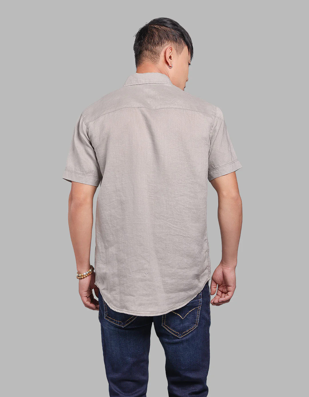 Dk Stone Half Sleeve 100% Linen Shirt - Image 5