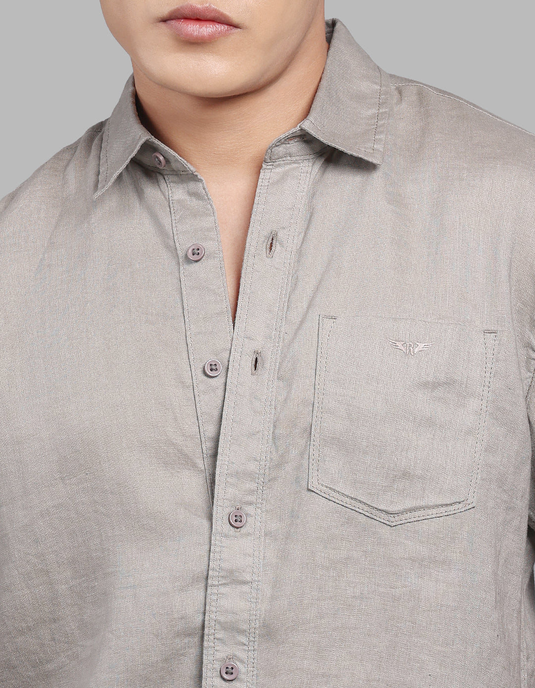 Dk Stone Half Sleeve 100% Linen Shirt - Image 7