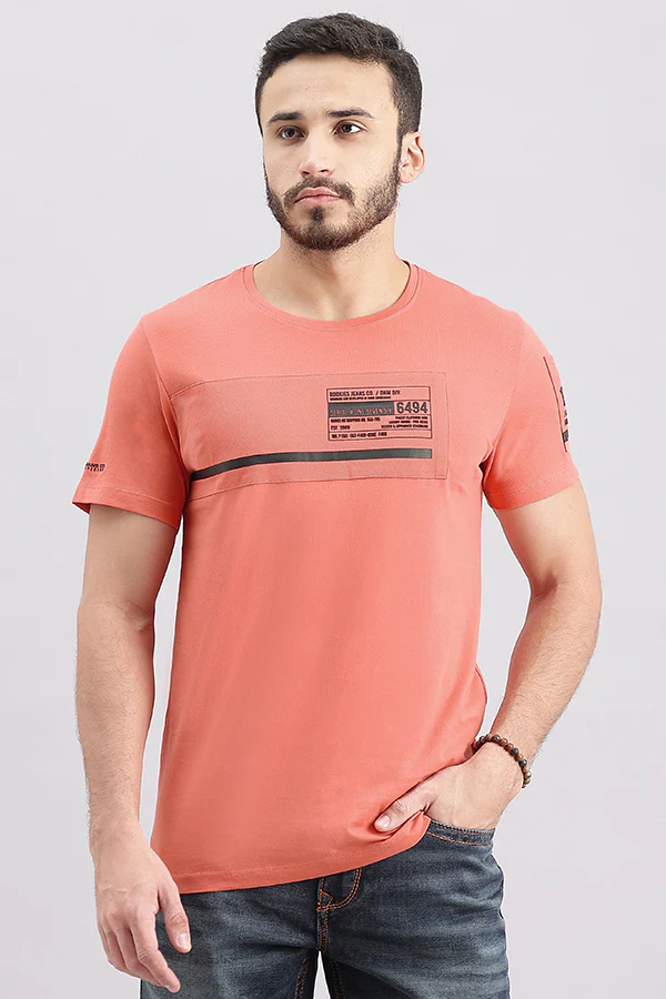 Faded Rose Half Sleeve Round Neck Tee
