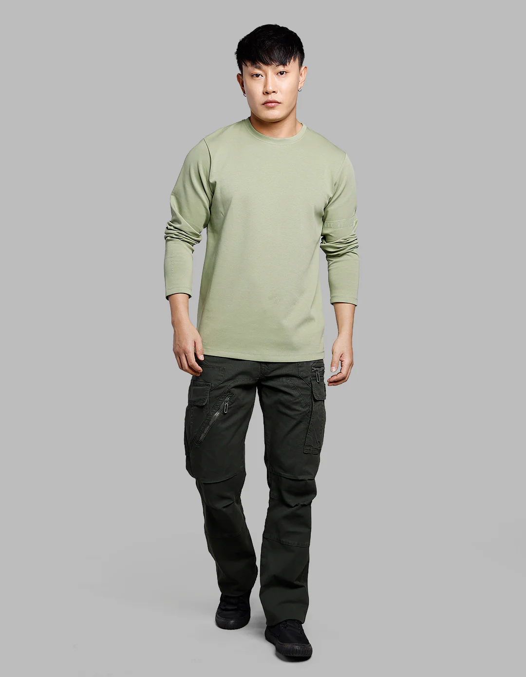 Fern Green Full Sleeves Round Neck Tee - Image 2