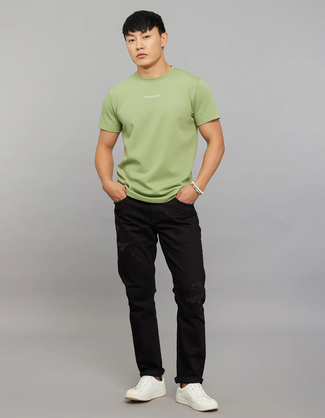 Fern Green Half Sleeves Round Neck Tee - Image 2