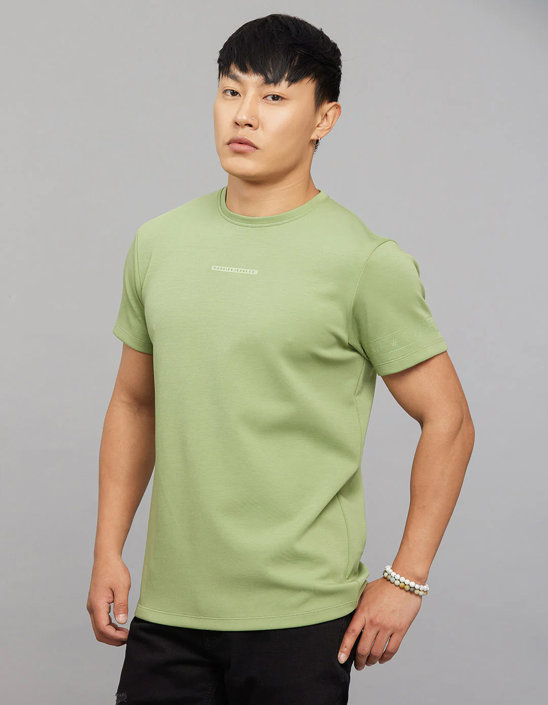Fern Green Half Sleeves Round Neck Tee - Image 3