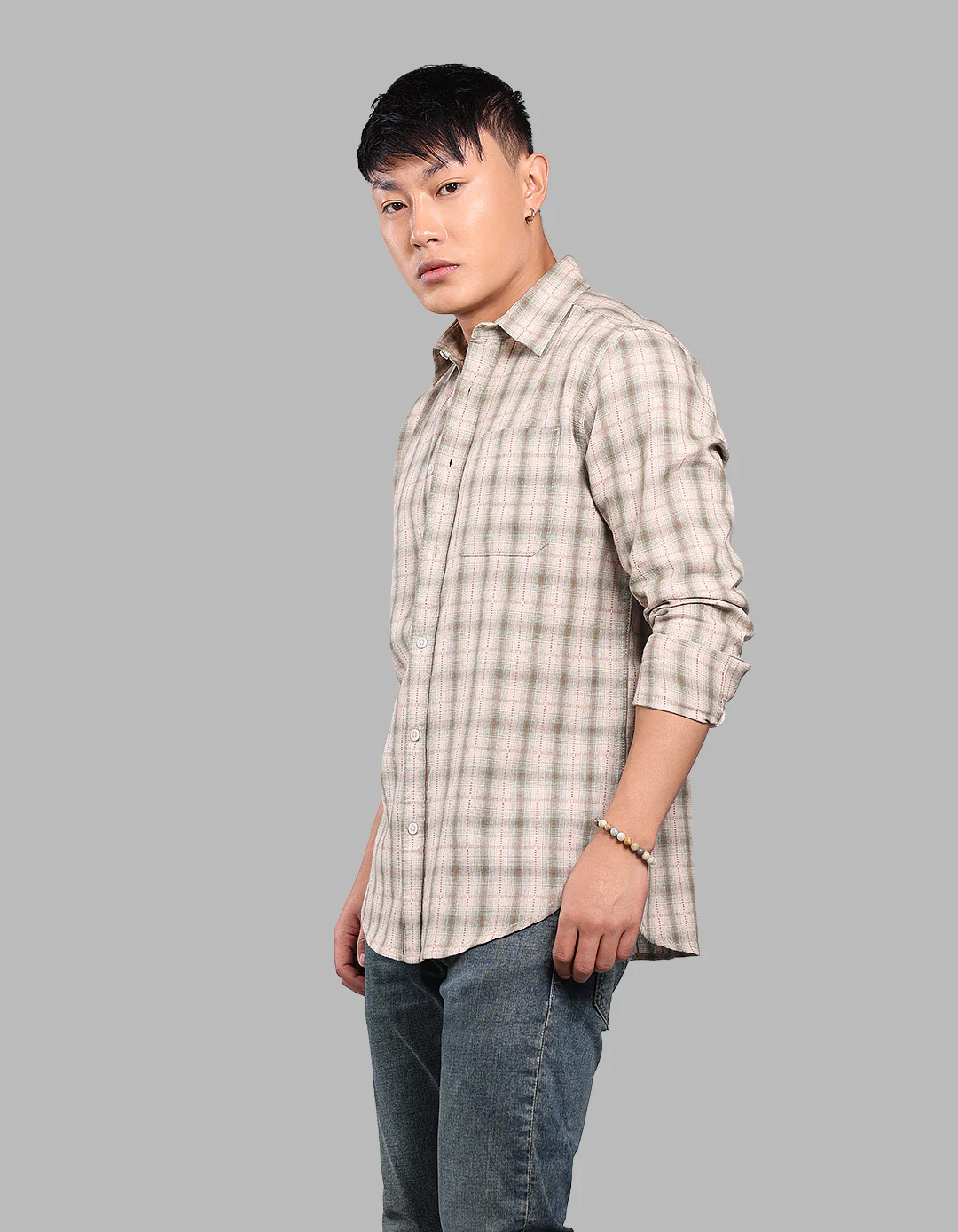 Green Full Sleeve Check Shirt - Image 3
