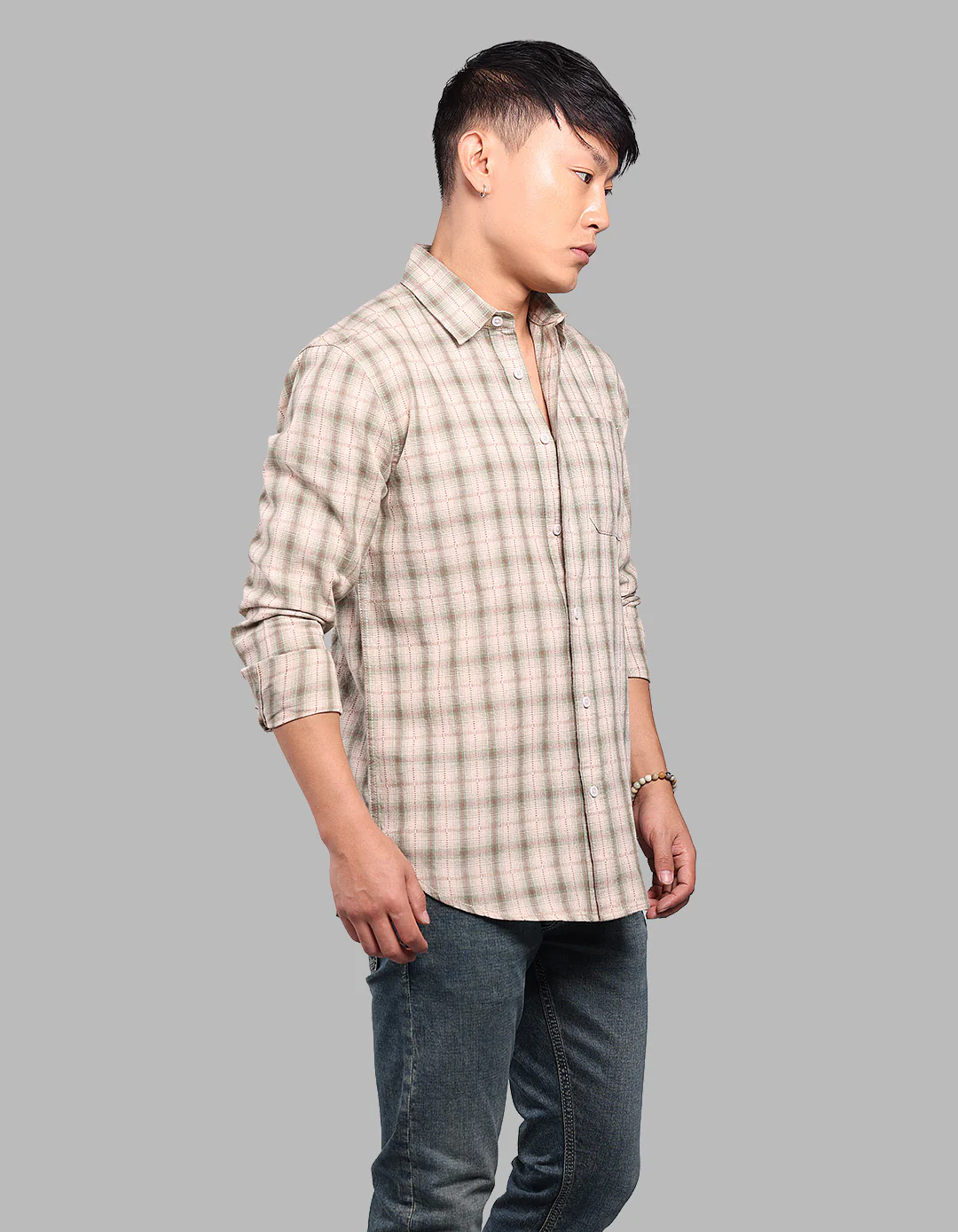 Green Full Sleeve Check Shirt - Image 4